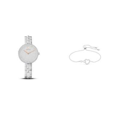 Swarovski Cosmopolitan Watch, Metal Bracelet, Silver-colored, Stainless Steel & Infinity Bracelet, Infinity Symbol and Heart, White, Rhodium-plated on Sale